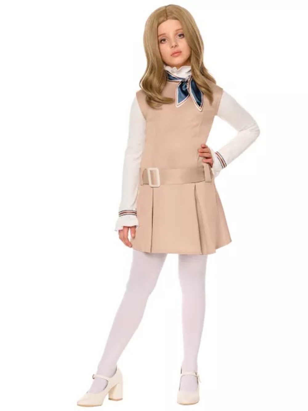 NWT Kids Large (12-14) M3GAN Costume Dress with Navy Scarf
